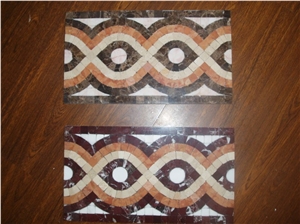 Flower Pattern Mosaic Tile, Dark Emperador Marble Medallion