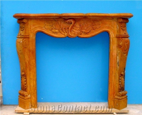 French Style Fireplace-Rsc033 Marble, Brown Marble Fireplace