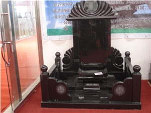 Hand Carving Chinese Style Black Granite Tombstone