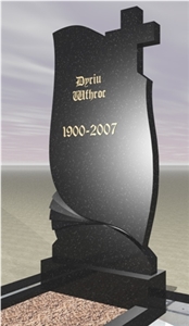 Hand Carving Polished Black Granite Cross Tombstone