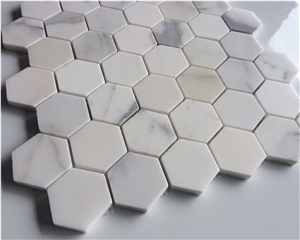 Hexagon Calacatta Gold Marble Mosaic Tiles