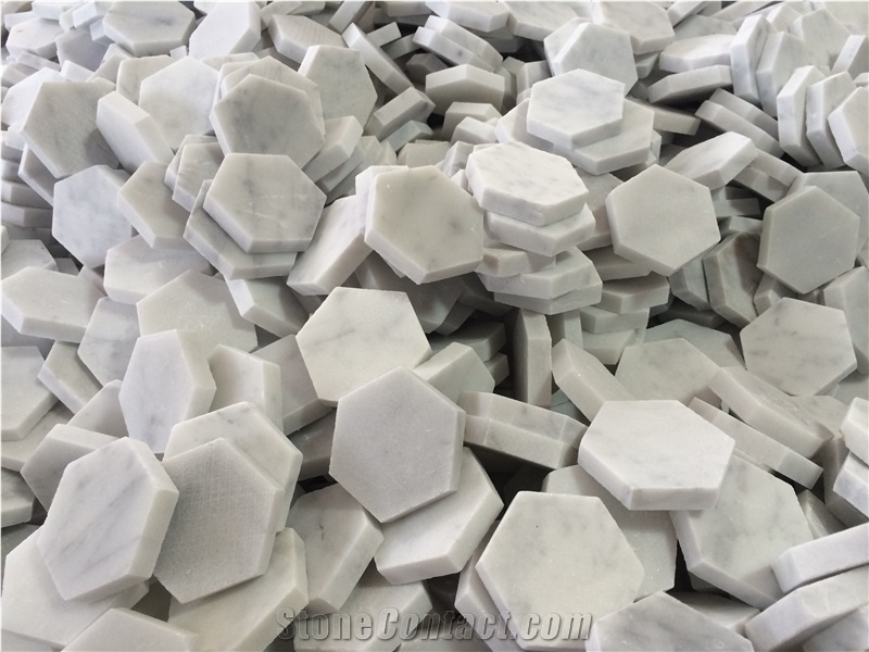 Hexagon Calacatta Gold Marble Mosaic Tiles