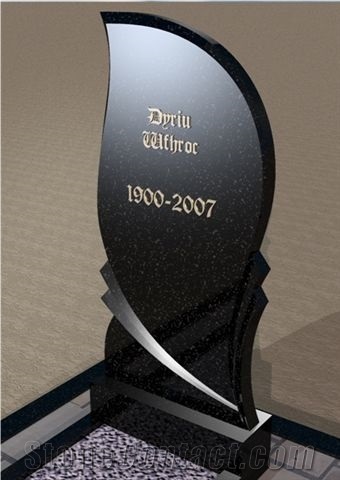 High Polished Black Galaxy Granite Tombstone