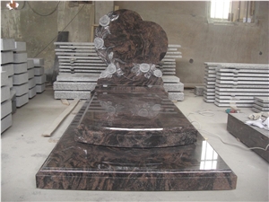 High Polished Handcarved Flower Heart Shape Tombstone