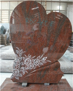 High Polished Red Granite Heart Shape Tombstone High Polished Red Granite Heart Shape Tombstone