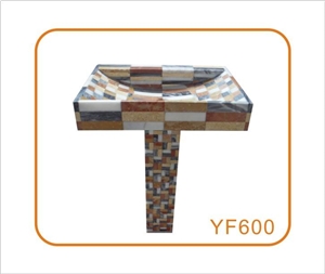 Multicolor Mosaic Pedestal Sink