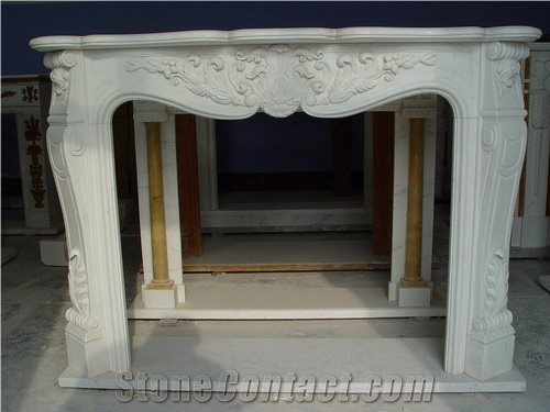 Nature White Marble French Style Carving Fireplaces-Rsc002