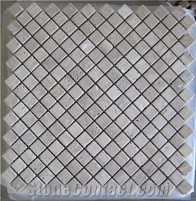 Square Beige Travertine Mosaic