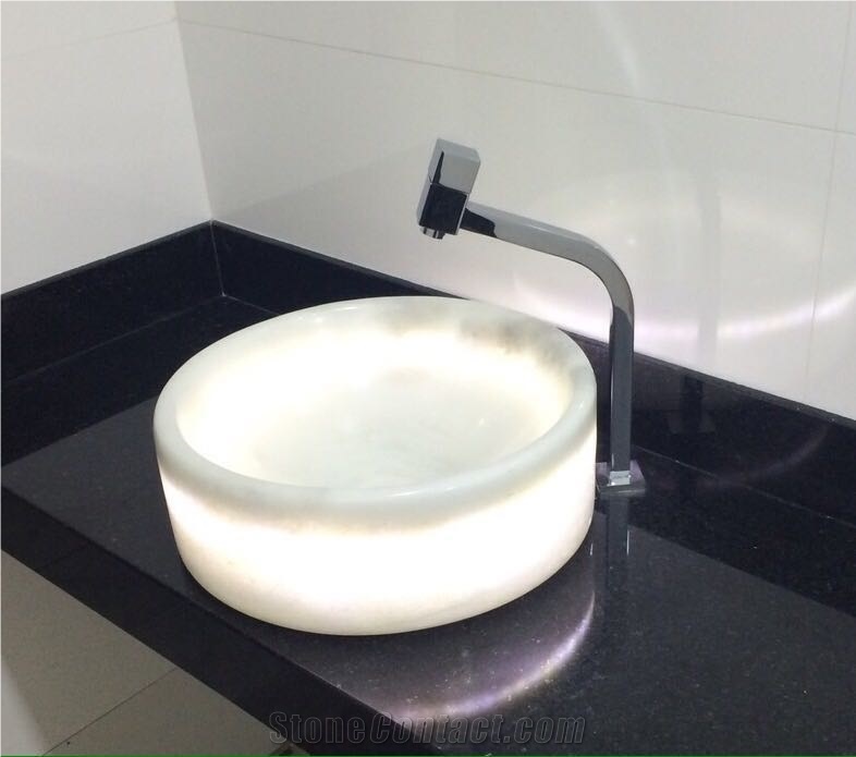 White Marble Onyx Sink
