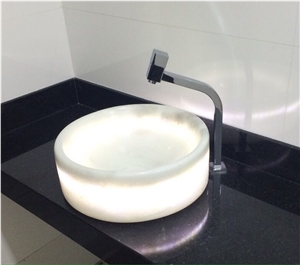 White Marble Onyx Sink