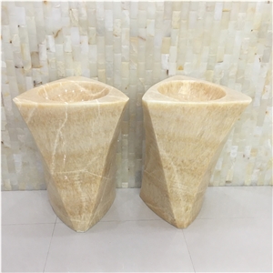 Yellow Honey Onyx Freestanding Washing Sink
