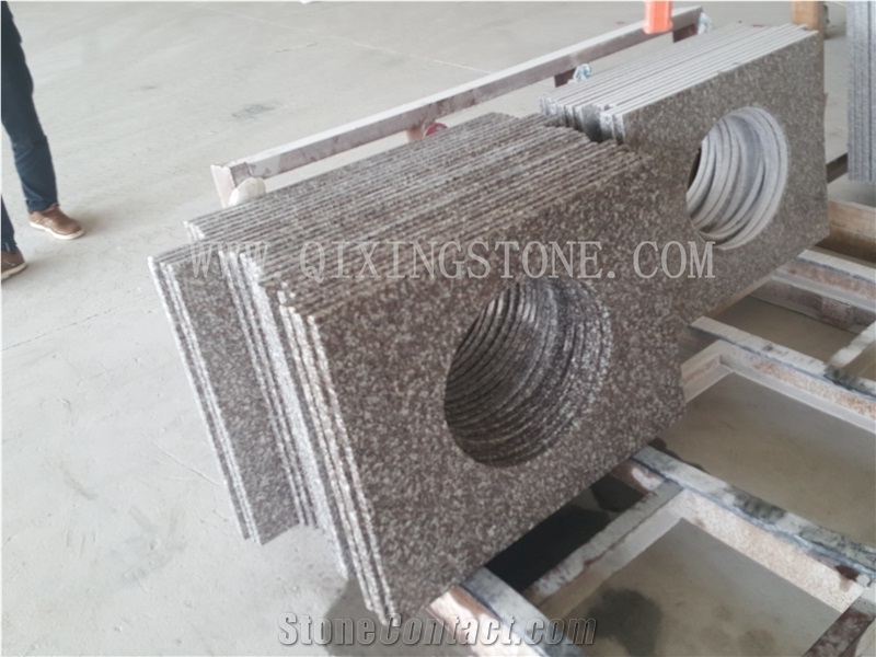 Custom Size G664 Pink Granite Prefab Granite Vanity Top
