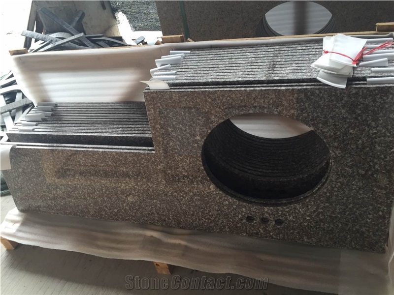 G664 Vanity Top, Bainbrook Brown Granite Bath Top, G664 Red Granite Bathroom Top, Brown Granite Bathroom Countertop