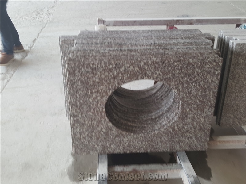 G664 Vanity Top, Bainbrook Brown Granite Bath Top, G664 Red Granite Bathroom Top, Brown Granite Bathroom Countertop