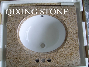 G682 Granite Vanity Top,Sunset Gold Yellow Granite Bath Top,Sandy Gold Bathroom Top,Rusty Yellow Bath Design,Ming Gold Bathroom Countertop,Golden Sand Bath Prefab Tops