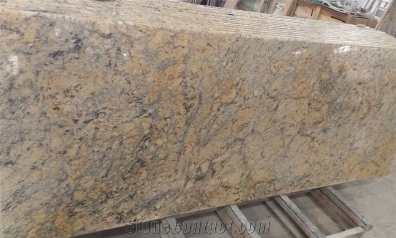Giallo Crystal Yellow Granite Kitchen Countertop