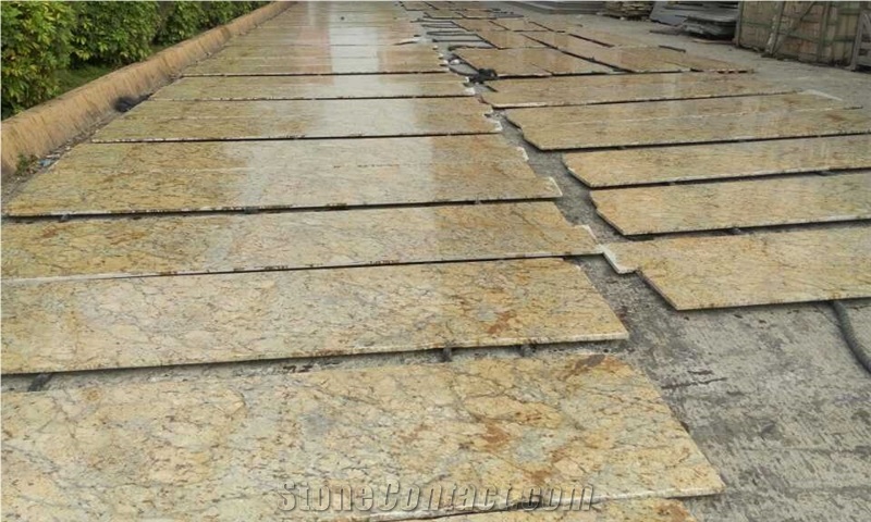 Giallo Crystal Yellow Granite Kitchen Countertop