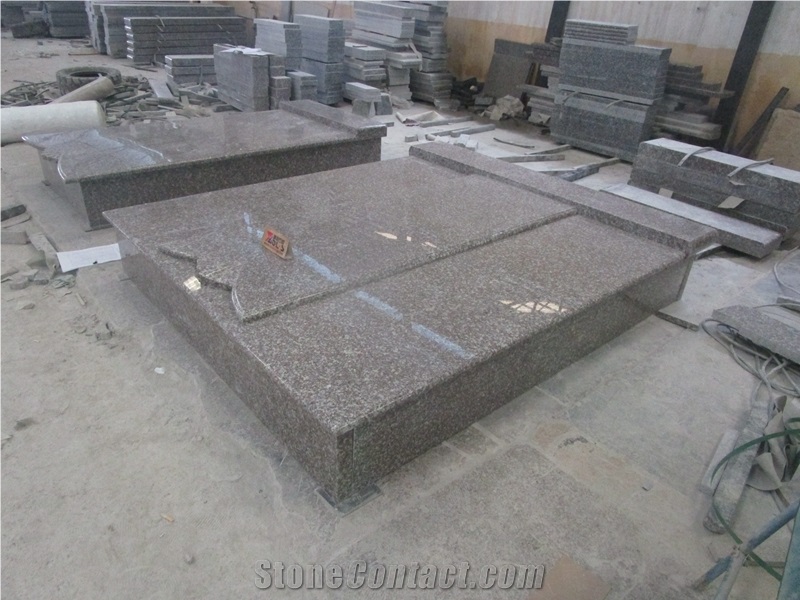 China Brown Star G664 Granite Tombstone Design, Western Style Stone Monument Double Tombstones, Bainbrook Misty Brown Hungary Custom Gravestone Price