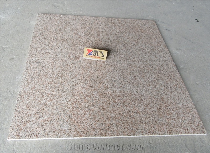 China Golden Yellow Granite G682 Flooring Tiles Flamed Surface, Rustic Yellow Granite Tiles & Slabs, Yellow Pink Rock Flooring Paving Tiles on Sale