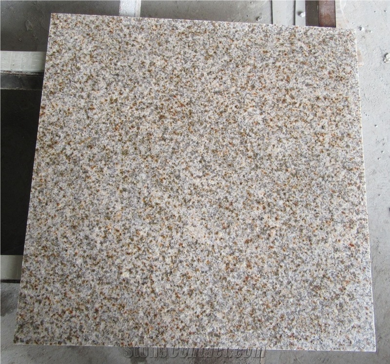 China Golden Yellow Granite G682 Flooring Tiles Flamed Surface, Rustic Yellow Granite Tiles & Slabs, Yellow Pink Rock Flooring Paving Tiles on Sale