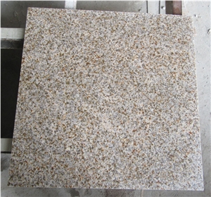 China Golden Yellow Granite G682 Flooring Tiles Flamed Surface, Rustic Yellow Granite Tiles & Slabs, Yellow Pink Rock Flooring Paving Tiles on Sale