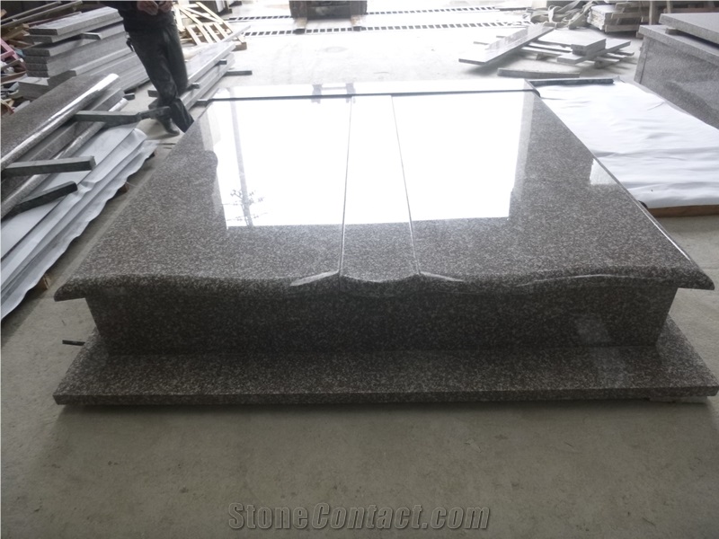 Chinese Granite G664 Double Tombstones Double Base for Sale