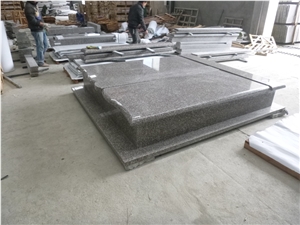 Chinese Granite G664 Double Tombstones Double Base for Sale