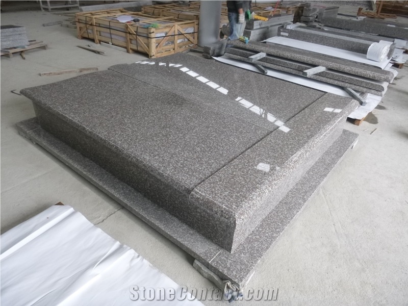 Chinese Granite G664 Double Tombstones Double Base for Sale
