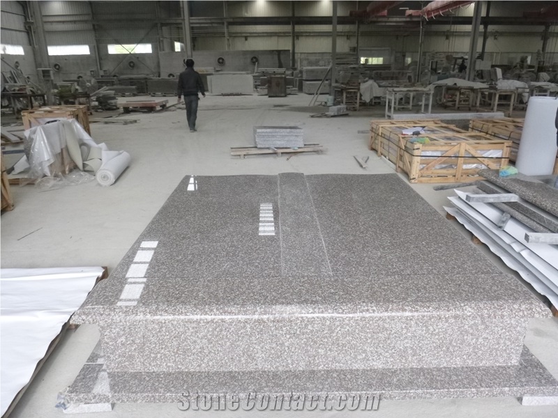 Chinese Granite G664 Double Tombstones Double Base for Sale