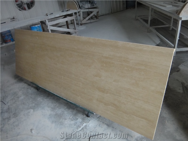 Turkey Beige Travertine Denizli Travertine Kitchen Countertop Honed Surface