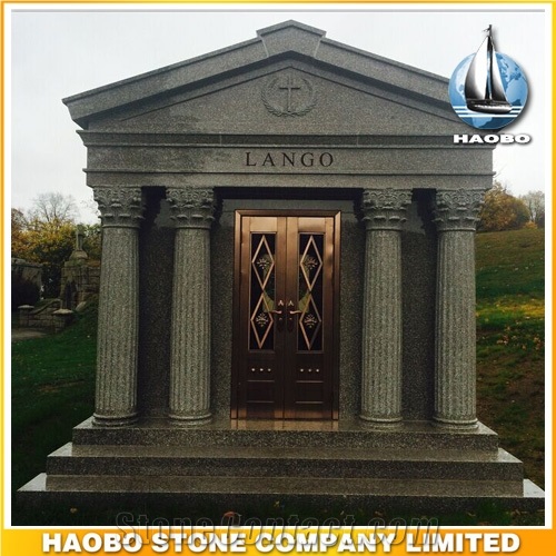 6 Crypts Walkin Private Custom Design Mausoleum, G635 China Pink Granite Cemetery