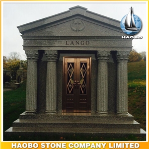 6 Crypts Walkin Private Custom Design Mausoleum, G635 China Pink Granite Cemetery