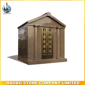 6 Crypts Walkin Private Custom Design Mausoleum, G635 China Pink Granite Cemetery