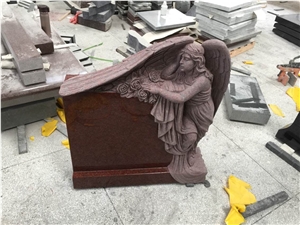 Custom Indian Red Carved Angel Statue Headstone /Tombstone