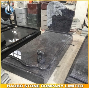 European Style Bahama Blue Granite Angel Headstone European Style Bahama Blue Granite Angel Headstone