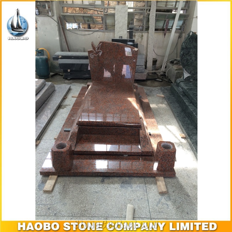 European Style Maple Red Granite Headstones Monuments for Sale