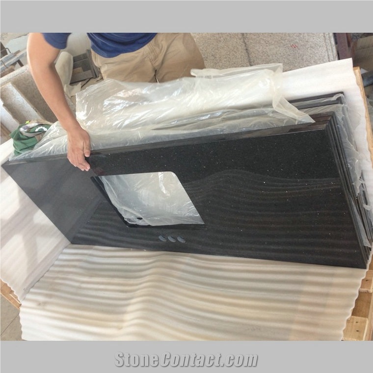 High Quality Black Galaxy Granite Vanity Top for Bathroom
