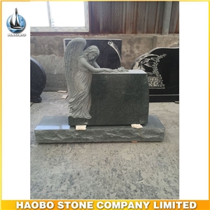 New Evergreen Granite Weeping Angel Statue Monument