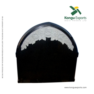 Absolute Black Granite Flora Headstones, Engraved Tombstones