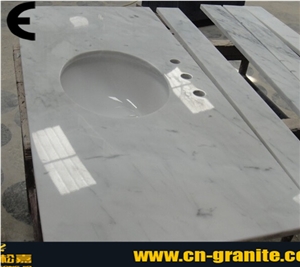 Carrara White Maeble Vanity Countertops,China White Marble Bathroom Countertops,Carrara White Custom Vanity Tops