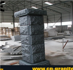 China Black Granite Gate Columns,Hebei Black Granite Gate Post,China Black Natural Stone Gate Pillars