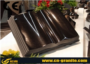 China Black Granite Slant Grave Stone,Black Polished Book Shape Grave Cemetery Tombstone & Monument