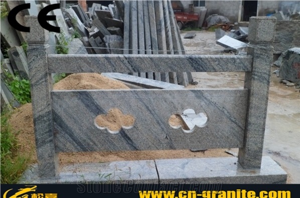 China Juparana Granite Fence & Gates,Grey China Juparana Gate Pillars,Polished Garden Accents