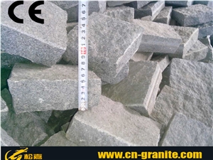 China Natural Split Dark Grey Cobble Stone,China Grey Granite G654 Cubestone 5cm Thick Landscape Paver Stone