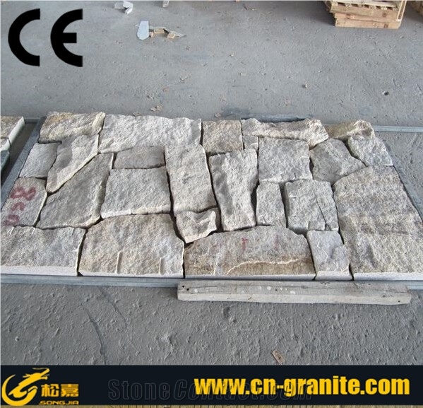 China Yellow Granite G682 Flagstone Pavers Rusty Granite Landscape Stone Yellow Irregular Flagstones