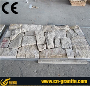 China Yellow Granite G682 Flagstone Pavers Rusty Granite Landscape Stone Yellow Irregular Flagstones
