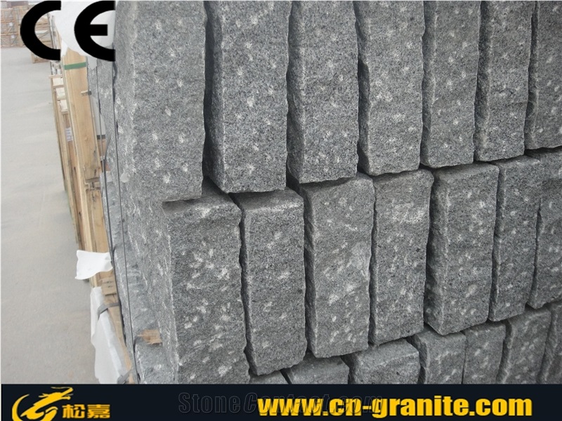 G654 China Dark Grey Granite Cube Stone & Paver Stone,Dark Grey Natural Split Cobble Stone Fine Picked Surface Floor Covering