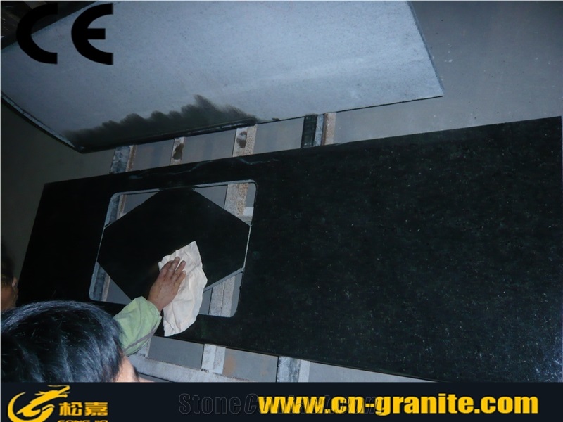 Polished China Black Pearl Granite Kitchen Countertops,Black Pearl Granite Kitchen Bar Tops,Chinese Black Granite Work Top