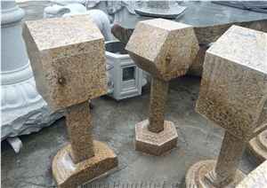 Tiger Skin Yellow Granite Stone Mailbox,Yellow Garden Lanterns,Chinese Granite Stone Exterior Lamps