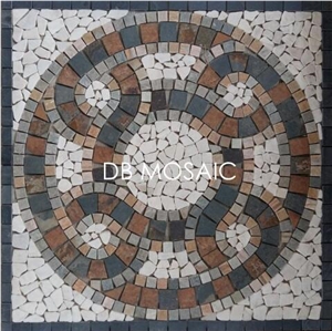 Slate and Quartzite Mosaic Medallion Pebble Mosaic Medallions